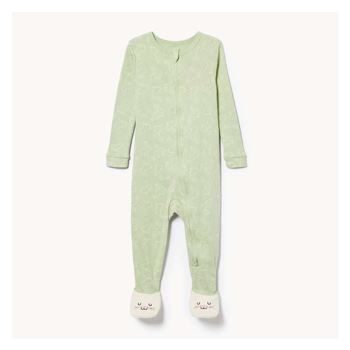 Bébés Garçons Dormeuse à pieds à double fermeture éclair - Vert Pâle
